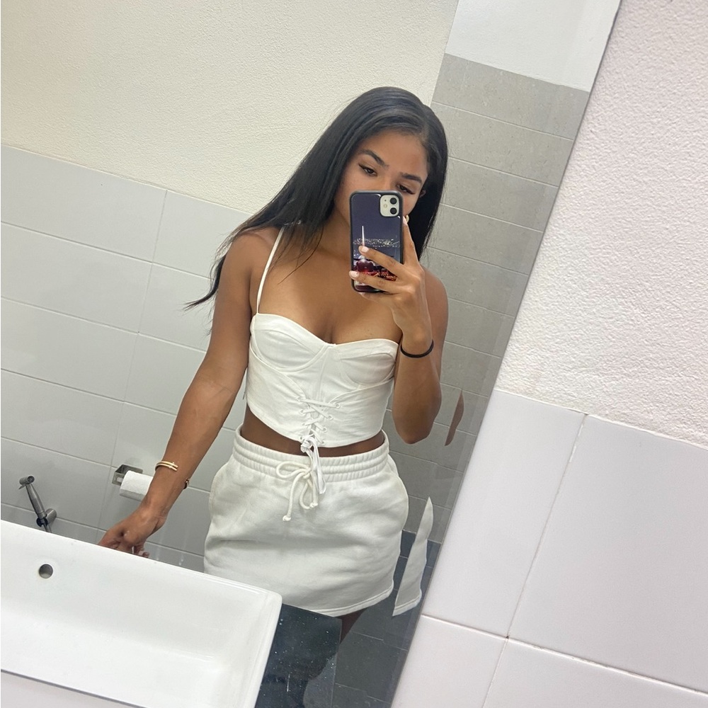 Beautiful white corset Crop top- adjustable - size xs